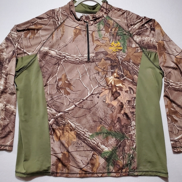 RealTree Xtra Longsleeve 2XL Green Camouflage Mens 1/4 Zip Scent Factor PT 5007 - Picture 2 of 10